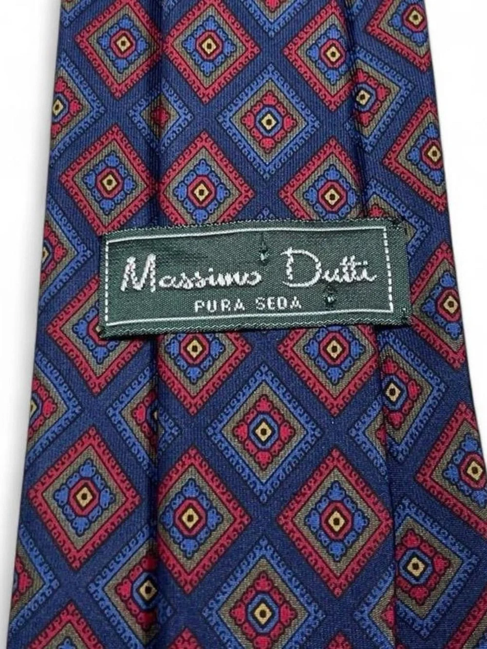 Massimo Dutti Pure Silk Blue & Red Patterned Tie L58